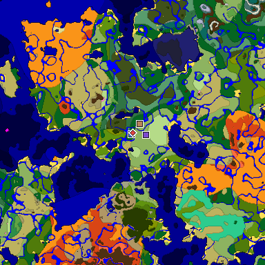 Predicted biome map of Java 1.20 seed -8922556535964140221 around estimated spawn