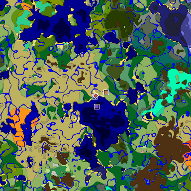 Predicted biome map of Java 1.20 seed -8438249518198701127 around estimated spawn