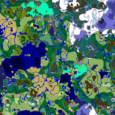 Predicted biome map of Java 1.20 seed 1669703016873350077 around estimated spawn