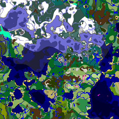 Predicted biome map of Java 1.20 seed -5764543194051170752 around estimated spawn