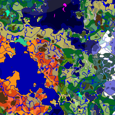 Predicted biome map of Java 1.20 seed 5676715897940377209 around estimated spawn