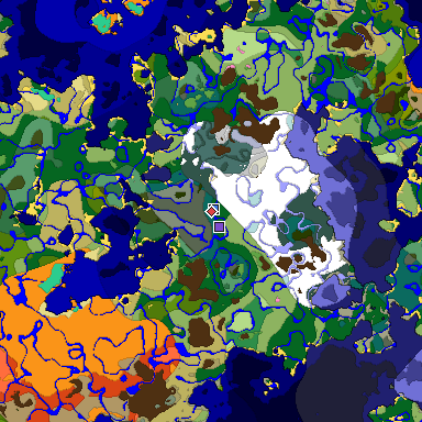 Predicted biome map of Java 1.20 seed -8102943961145966638 around estimated spawn