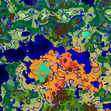 Predicted biome map of Java 1.20 seed -1512085529409497593 around estimated spawn