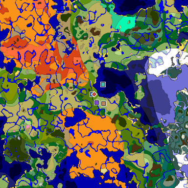 Predicted biome map of Java 1.20 seed 6299219092446076501 around estimated spawn