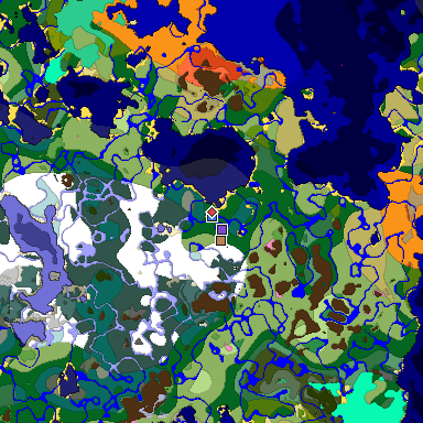 Predicted biome map of Java 1.20 seed -7420310691428759270 around estimated spawn