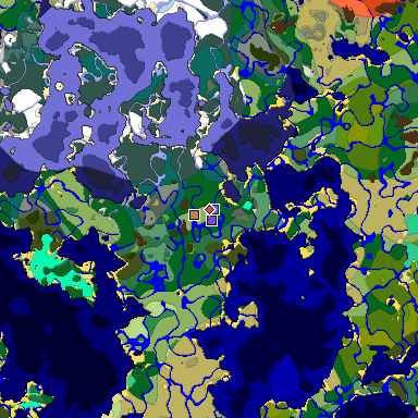 Predicted biome map of Java 1.20 seed 9040273576038333141 around estimated spawn
