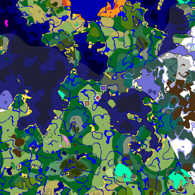 Predicted biome map of Java 1.20 seed -3012106407872548720 around estimated spawn