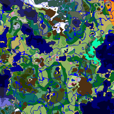 Predicted biome map of Java 1.20 seed 4054303248537342506 around estimated spawn