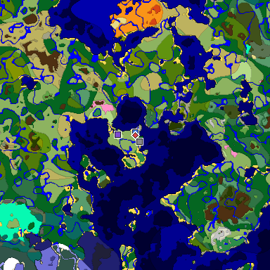 Predicted biome map of Java 1.20 seed -7472967362031532051 around estimated spawn