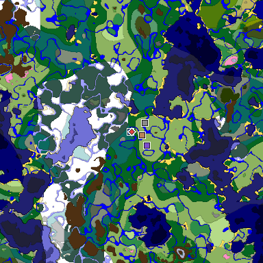 Predicted biome map of Java 1.20 seed -3759001329525365409 around estimated spawn