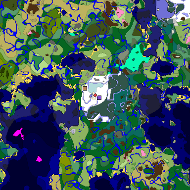 Predicted biome map of Java 1.20 seed 6699271284752708255 around estimated spawn