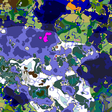 Predicted biome map of Java 1.20 seed -2196653110982790027 around estimated spawn
