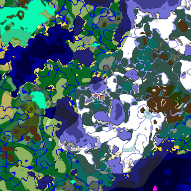 Predicted biome map of Java 1.20 seed 3023910481758113455 around estimated spawn