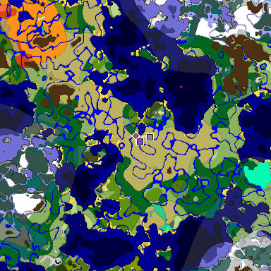 Predicted biome map of Java 1.20 seed -7892647052206268306 around estimated spawn