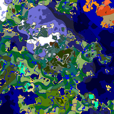Predicted biome map of Java 1.20 seed 1634024854167023331 around estimated spawn
