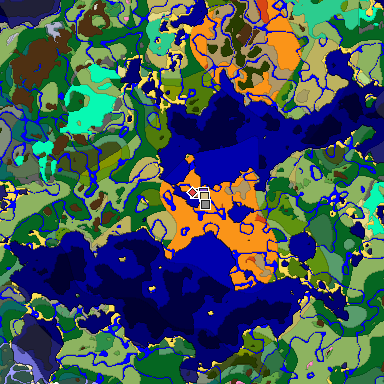 Predicted biome map of Java 1.20 seed 7004581526279413672 around estimated spawn