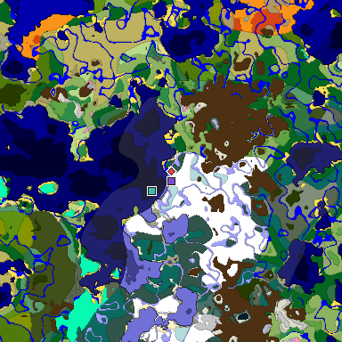 Predicted biome map of Java 1.20 seed 8534921609310614871 around estimated spawn