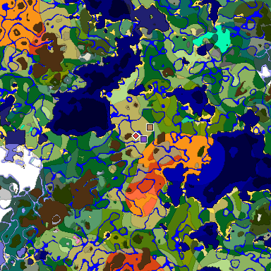 Predicted biome map of Java 1.20 seed -8984254629877954100 around estimated spawn