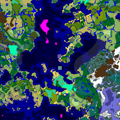 Predicted biome map of Java 1.20 seed 8819807772525087382 around estimated spawn