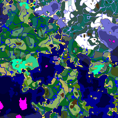 Predicted biome map of Java 1.20 seed 772321977440564288 around estimated spawn