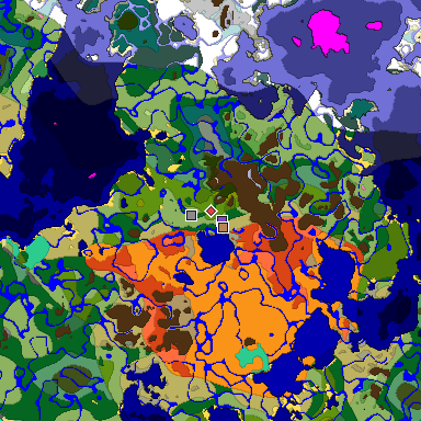 Predicted biome map of Java 1.20 seed 3917456598778353090 around estimated spawn