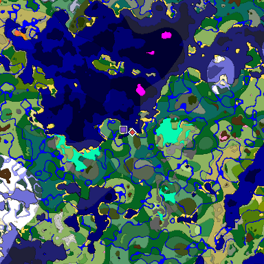 Predicted biome map of Java 1.20 seed -7468254730413772770 around estimated spawn