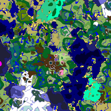 Predicted biome map of Java 1.20 seed 8668509693440077898 around estimated spawn