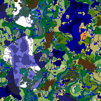 Predicted biome map of Java 1.20 seed -1039490750358260447 around estimated spawn
