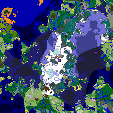 Predicted biome map of Java 1.20 seed 6050637417707318818 around estimated spawn