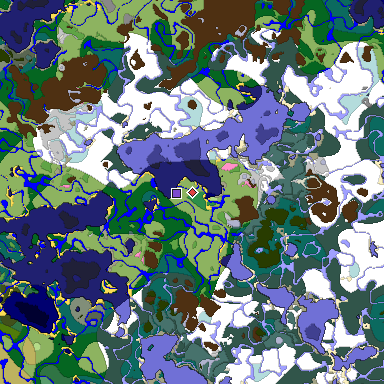 Predicted biome map of Java 1.20 seed 7023291341862353662 around estimated spawn