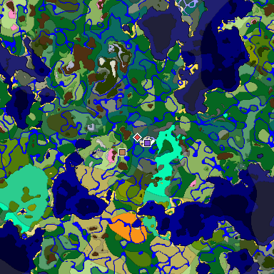 Predicted biome map of Java 1.20 seed -5425088855729176952 around estimated spawn