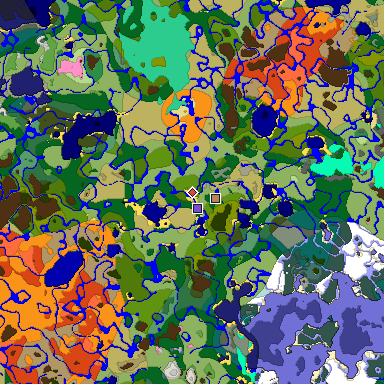 Predicted biome map of Java 1.20 seed 3753466747261275971 around estimated spawn