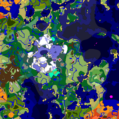 Predicted biome map of Java 1.20 seed -3781306135076841201 around estimated spawn