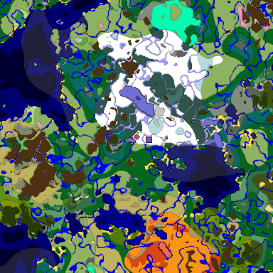 Predicted biome map of Java 1.20 seed 5876722238591270914 around estimated spawn