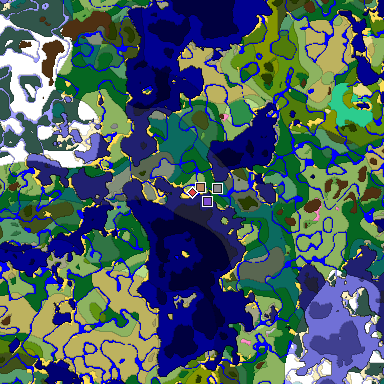 Predicted biome map of Java 1.20 seed 3517962691392530249 around estimated spawn