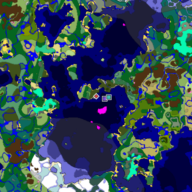 Predicted biome map of Java 1.20 seed 6558449228741879210 around estimated spawn