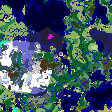 Predicted biome map of Java 1.20 seed -3813696478458183727 around estimated spawn