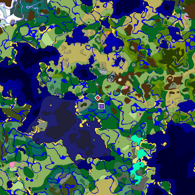 Predicted biome map of Java 1.20 seed 5447531411384400366 around estimated spawn