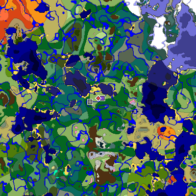 Predicted biome map of Java 1.20 seed 2530879762616570394 around estimated spawn