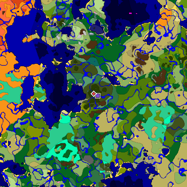 Predicted biome map of Java 1.20 seed -2225023903119641083 around estimated spawn