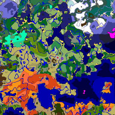 Predicted biome map of Java 1.20 seed 2360215542489948789 around estimated spawn
