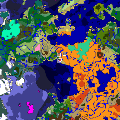 Predicted biome map of Java 1.20 seed -8974991023433348672 around estimated spawn