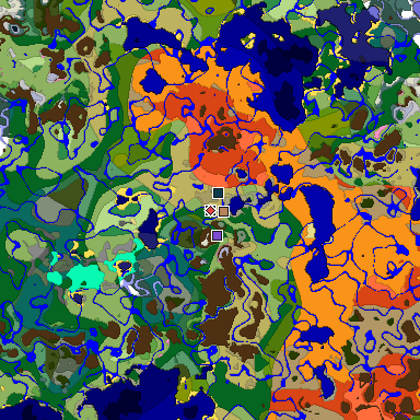 Predicted biome map of Java 1.20 seed 4881822387206900505 around estimated spawn