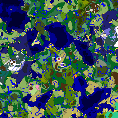 Predicted biome map of Java 1.20 seed -4765239093482110646 around estimated spawn