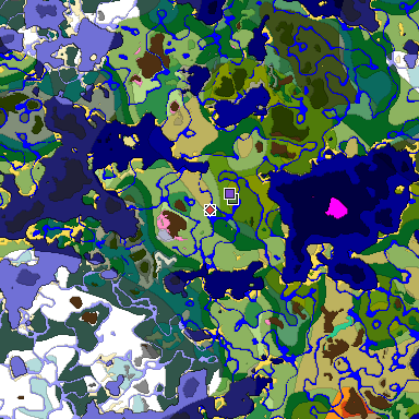 Predicted biome map of Java 1.20 seed 4264055775407257536 around estimated spawn