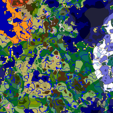Predicted biome map of Java 1.20 seed 8625079880971809635 around estimated spawn
