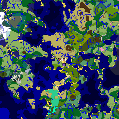 Predicted biome map of Java 1.20 seed 4323567724063703998 around estimated spawn