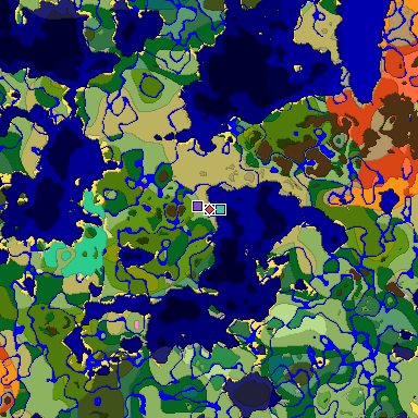 Predicted biome map of Java 1.20 seed 7723310707846428026 around estimated spawn