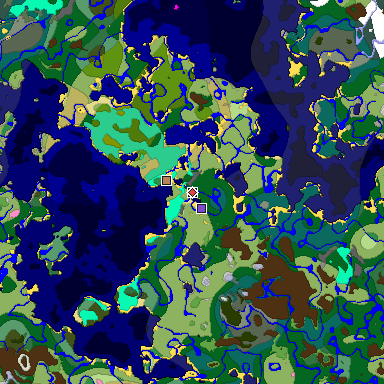 Predicted biome map of Java 1.20 seed -1272721940079311099 around estimated spawn