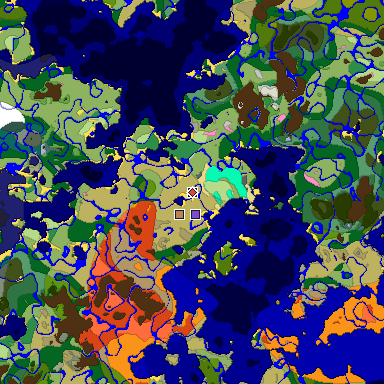 Predicted biome map of Java 1.20 seed 7610423767188247145 around estimated spawn